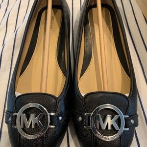 Michael Kors Black Flats with Silver Logo